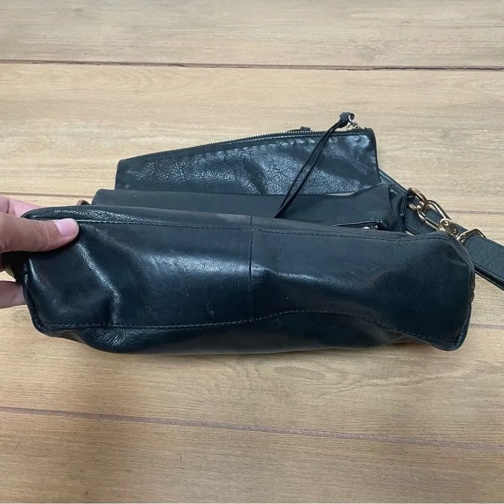 MARGOT- Black Leather Hobo with Gold Hardware